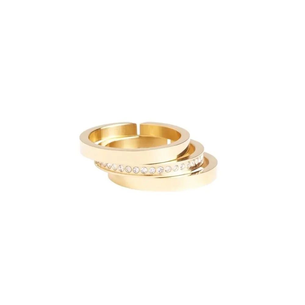 Vita Fede Ring Size 7.5 Cassio Pave‎ Multi Stacked Goldtone Interchangeable NWT